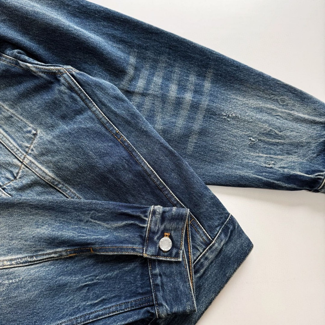 PRADA 普拉达 牛皮拼接牛仔外套 夹克 长袖 蓝色 C5 GEB257-1638-F0008-S-AA1