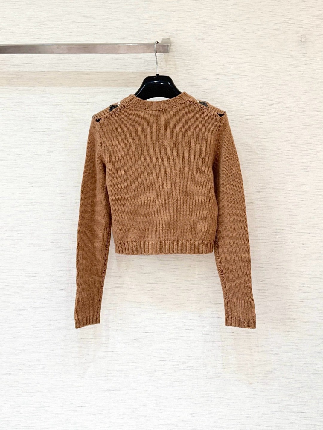 PRADA 普拉达 学院风菱格纹羊绒套头毛衣 针织衫 外套 长袖 卡其棕 C0 P24S2V-172D-F0040-S-OOO