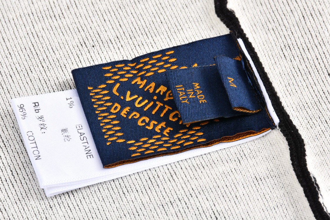 LOUIS VUITTON 路易威登 嵌花针织拉链连帽外套 夹克 毛衣 长袖 黑色 C0 1AFXKU