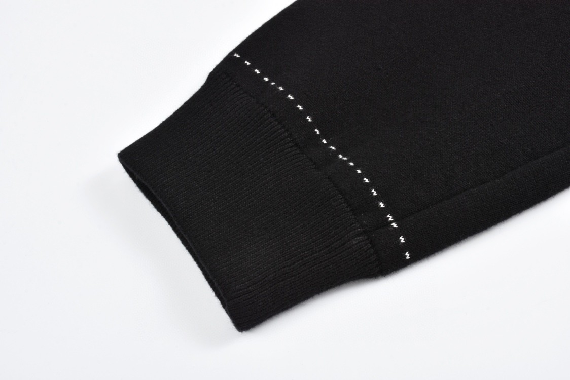 LOUIS VUITTON 路易威登 嵌花针织拉链连帽外套 夹克 毛衣 长袖 黑色 C0 1AFXKU