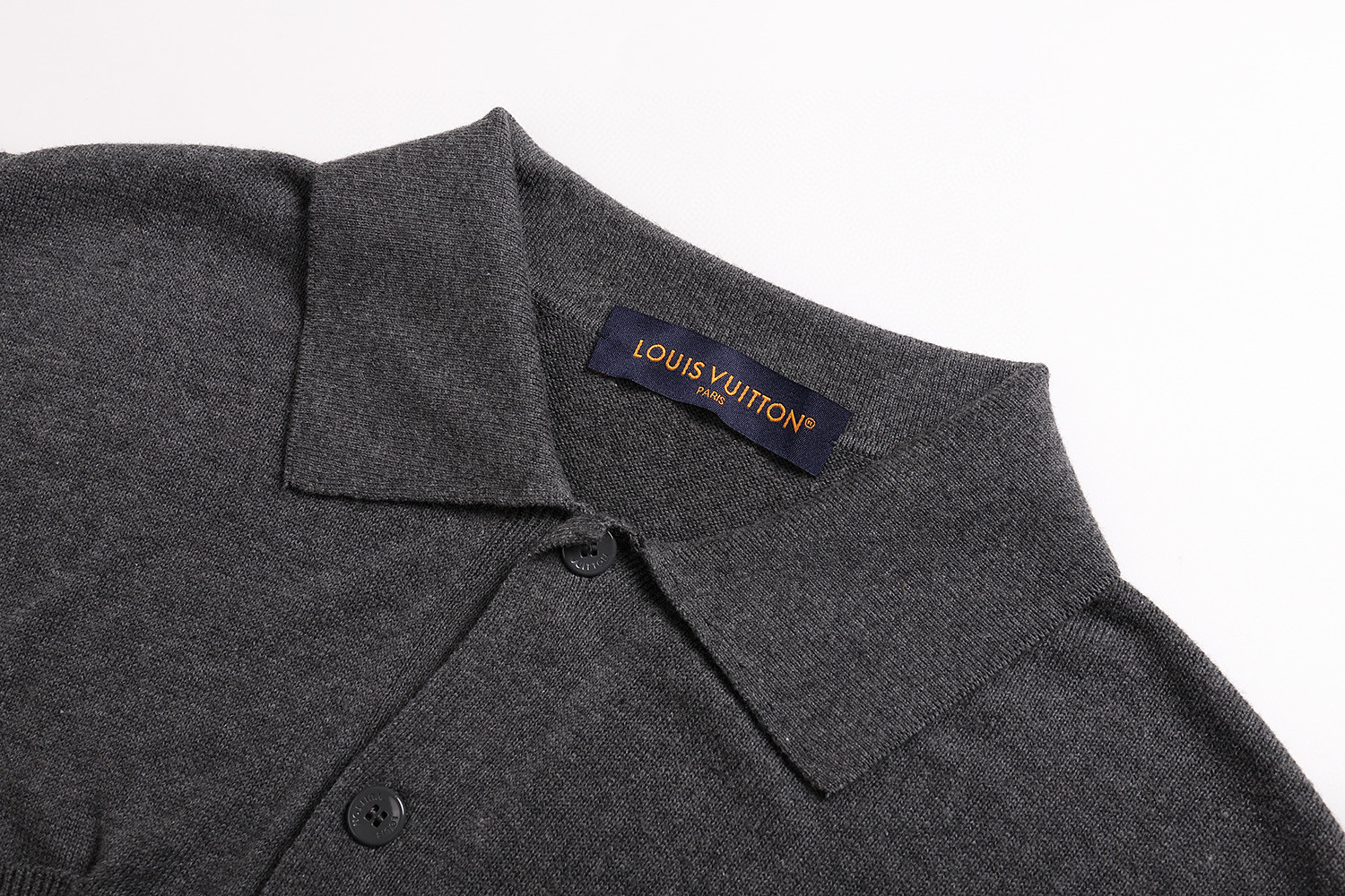 LOUIS VUITTON 路易威登 纯色logo嵌花针织衫开衫 毛衣 外套 长袖 灰色 B0 1AFANI