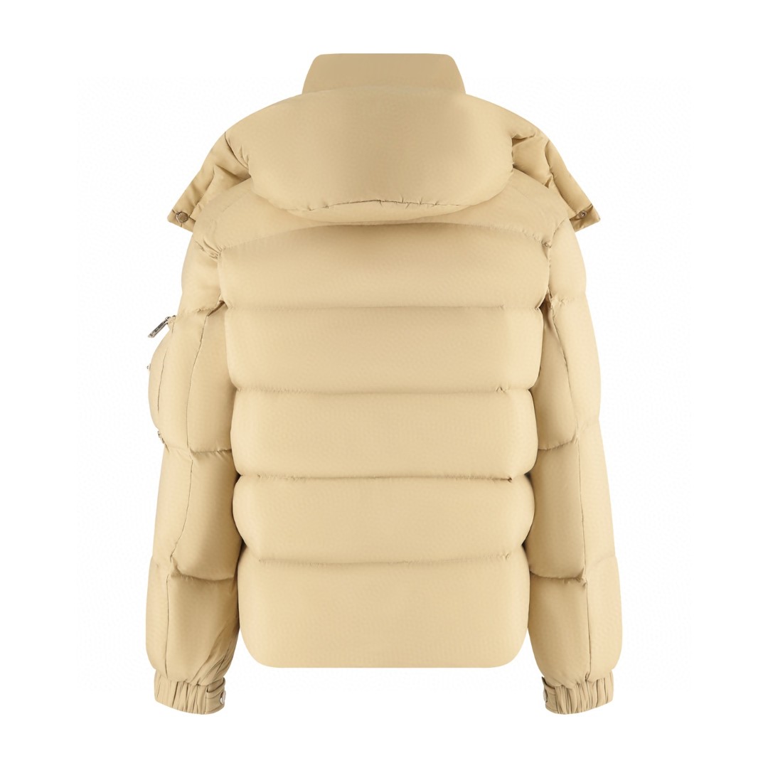 PRADA 普拉达 袖口袋连帽羽绒服 夹克 外套 保暖 长袖 杏色 E0 