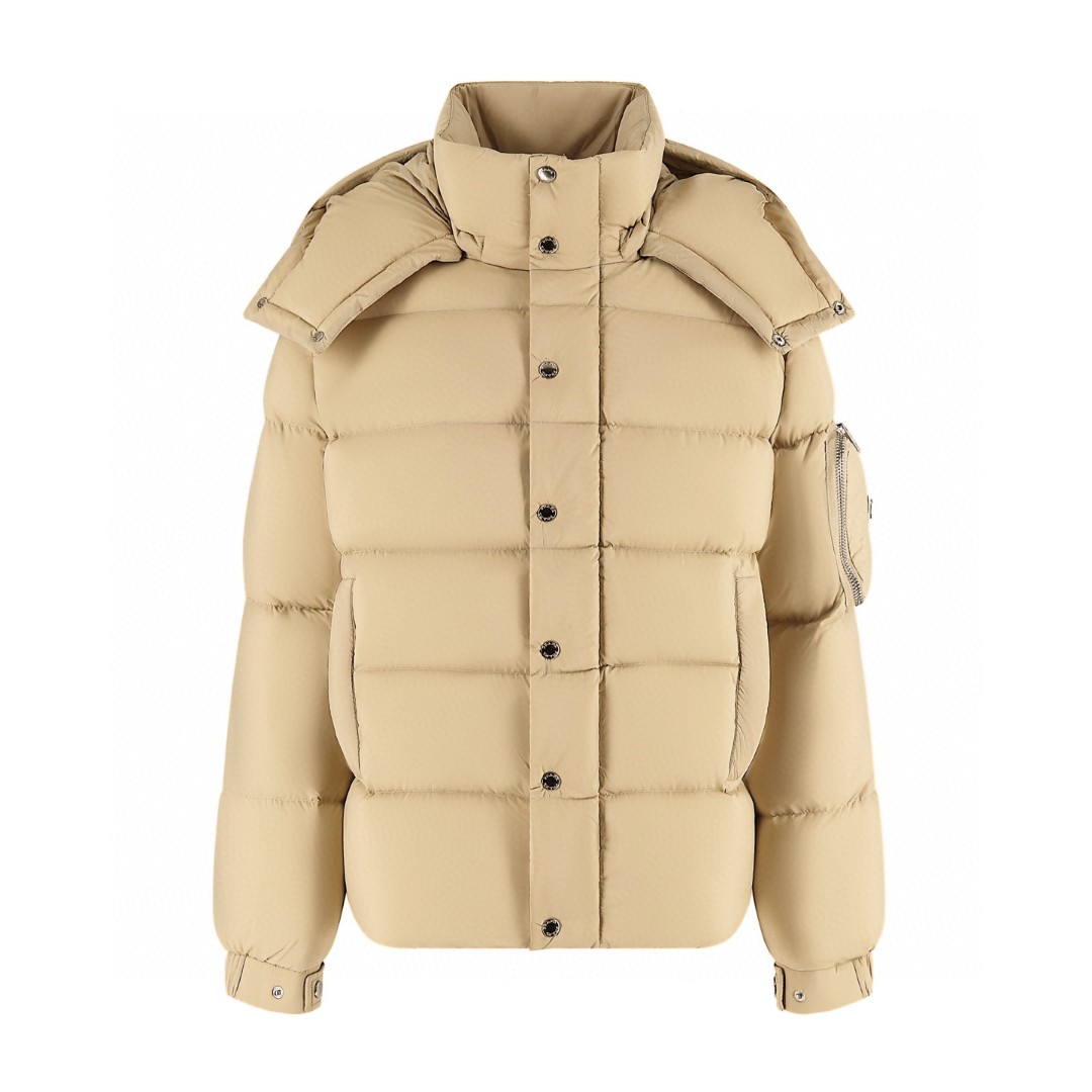 PRADA 普拉达 袖口袋连帽羽绒服 夹克 外套 保暖 长袖 杏色 E0 