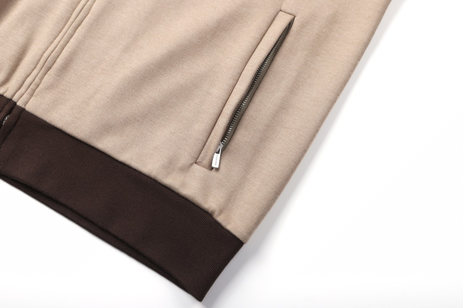 MIU MIU 缪缪 平纹针织拉链运动衫 外套 夹克 长袖 卡其色 B5 MJL980-17I5-F0770-S-OOO