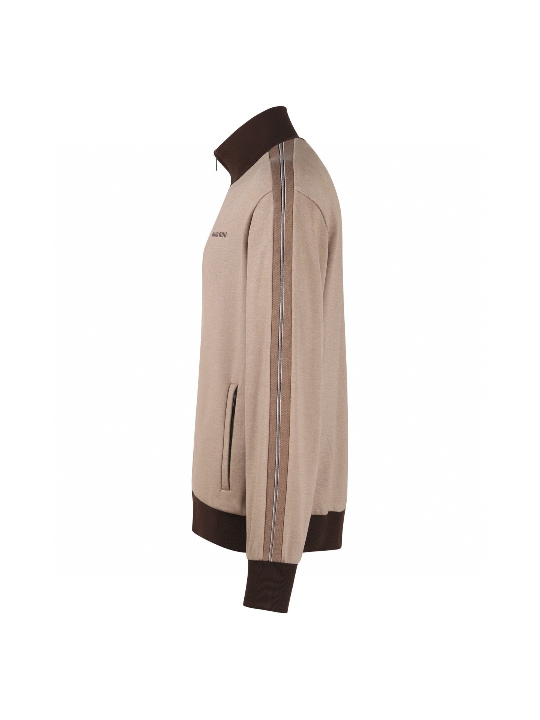 MIU MIU 缪缪 平纹针织拉链运动衫 外套 夹克 长袖 卡其色 B5 MJL980-17I5-F0770-S-OOO
