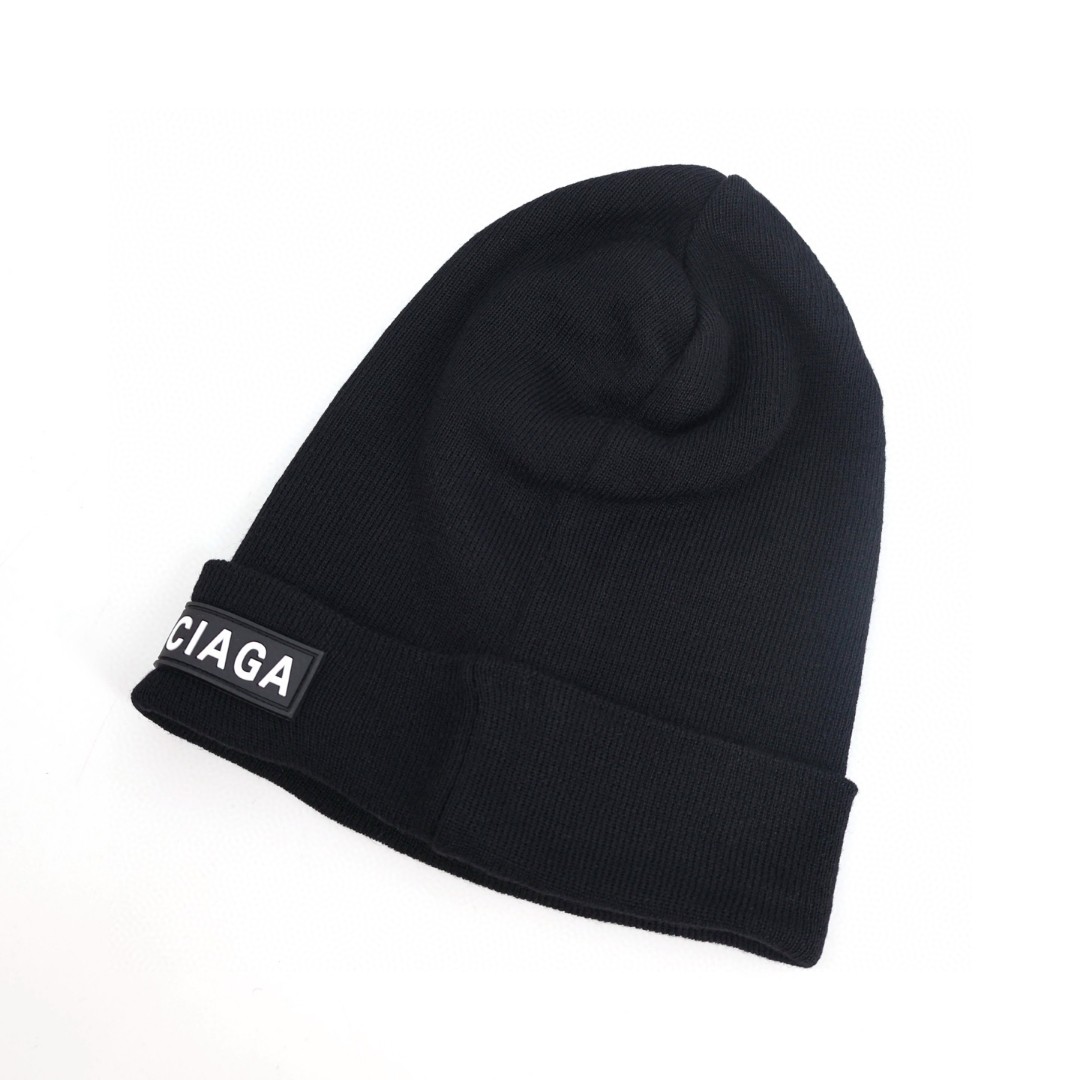 Balenciaga 巴黎世家 徽标羊毛冷帽 绒线帽 帽子 黑色 A5 822858484B01000
