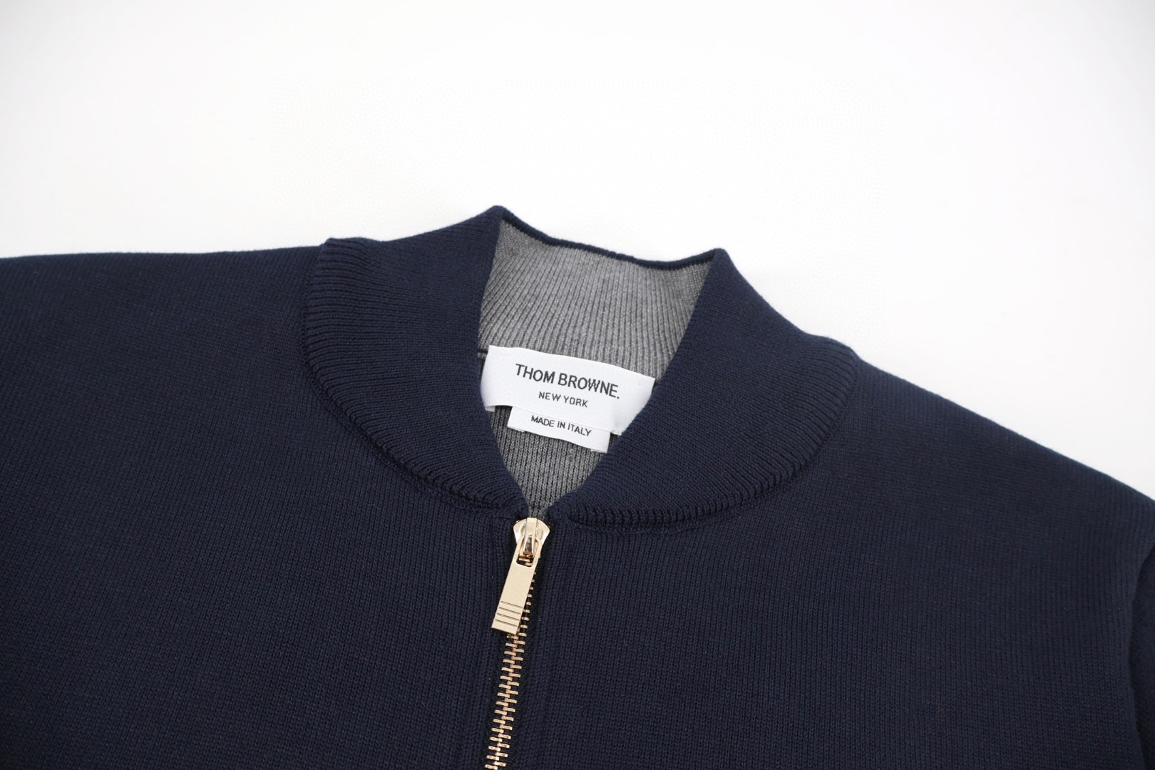 THOM BROWNE 贝壳章仔针织拉链外套 夹克 长袖 藏青色 B5 MKJ117E-Y3004-415