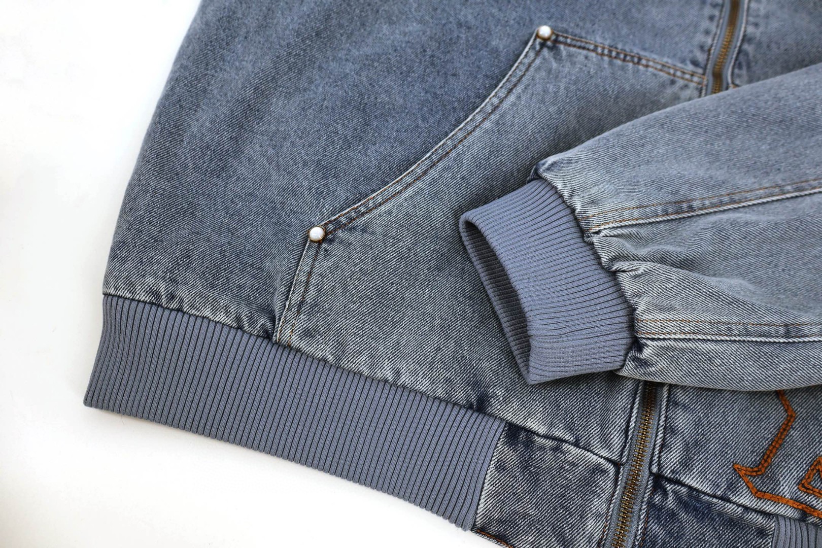 LOUIS VUITTON 路易威登 刺绣口袋连帽牛仔外套 夹克 外套 蓝色 C0 