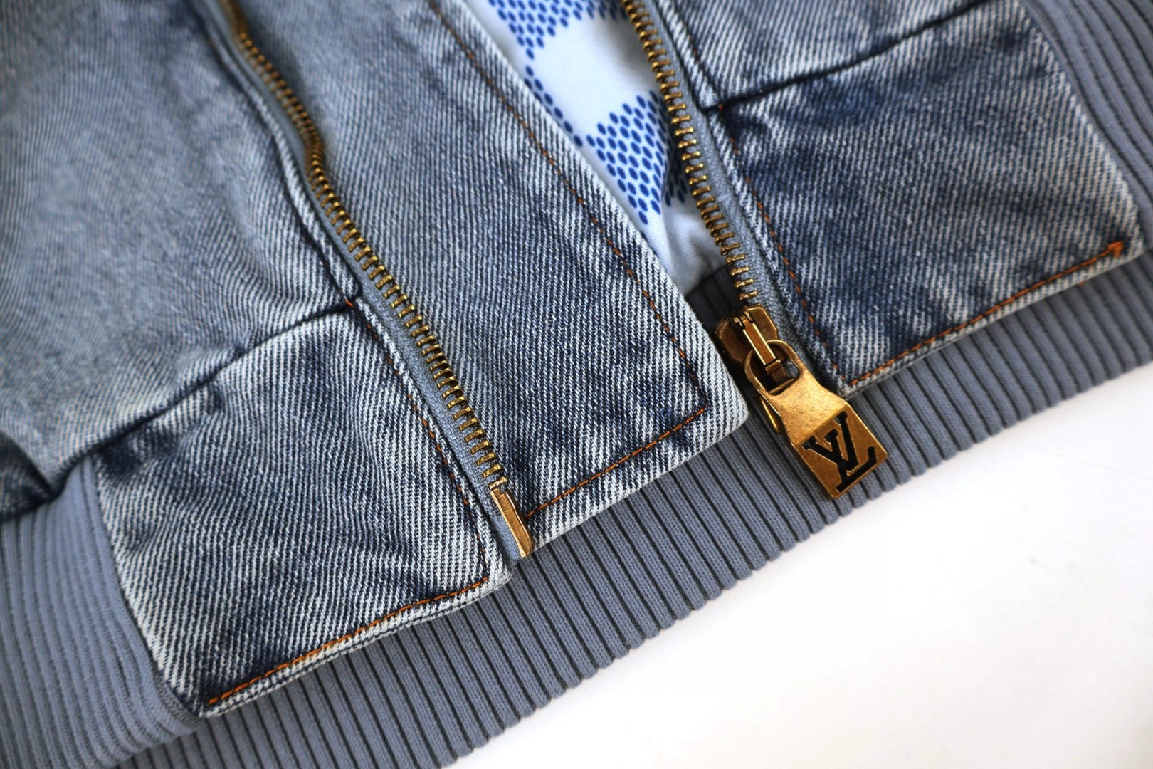 LOUIS VUITTON 路易威登 刺绣口袋连帽牛仔外套 夹克 外套 蓝色 C0 