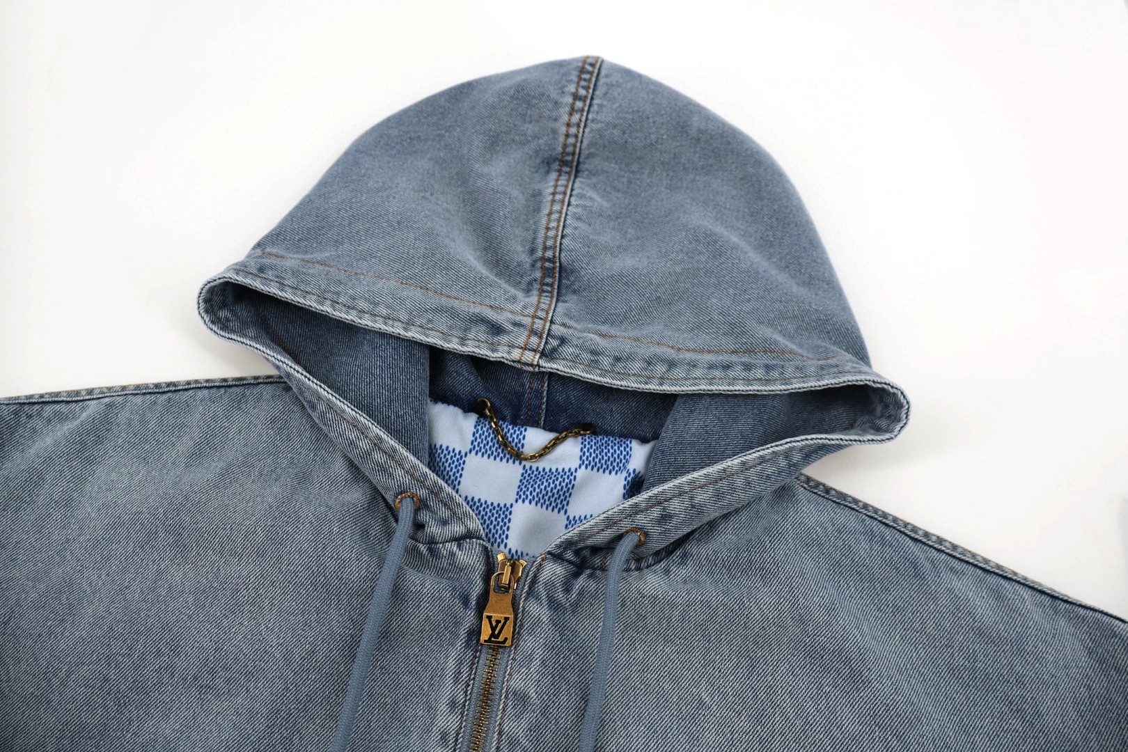 LOUIS VUITTON 路易威登 刺绣口袋连帽牛仔外套 夹克 外套 蓝色 C0 