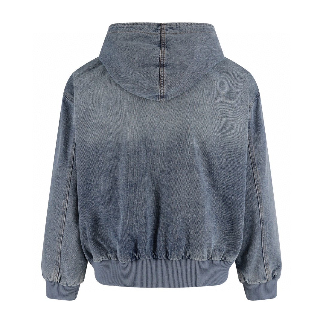 LOUIS VUITTON 路易威登 刺绣口袋连帽牛仔外套 夹克 外套 蓝色 C0 