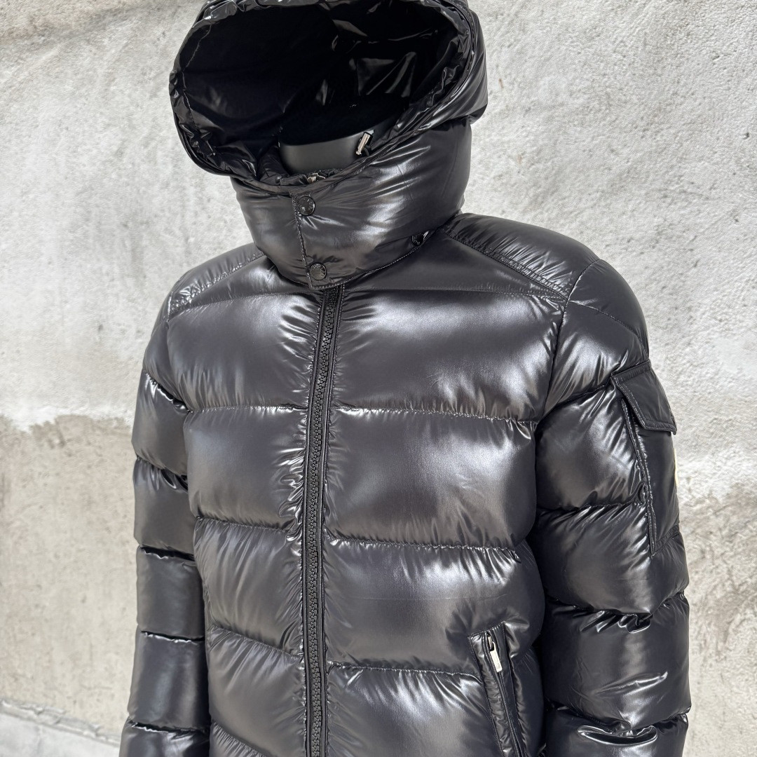 Moncler 蒙口 Maya 玛雅亮面拉链连帽羽绒服 保暖 外套 夹克 黑色 D5 1A5360068950999
