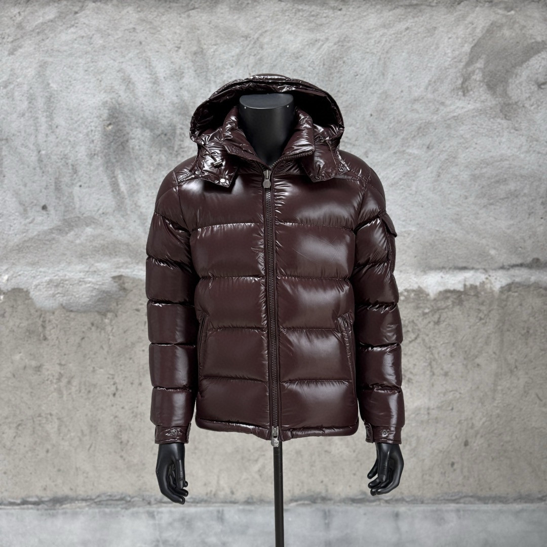 Moncler 蒙口 Maya 玛雅亮面拉链连帽羽绒服 保暖 外套 夹克 深棕色 D5 J20911A5360068950243