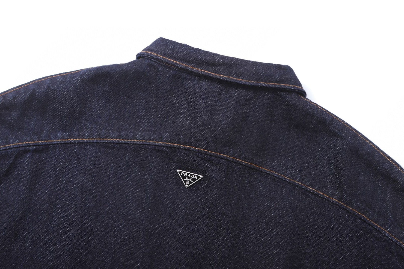 PRADA 普拉达 翻领宽松牛仔衬衫 外套 长袖 蓝色 B0