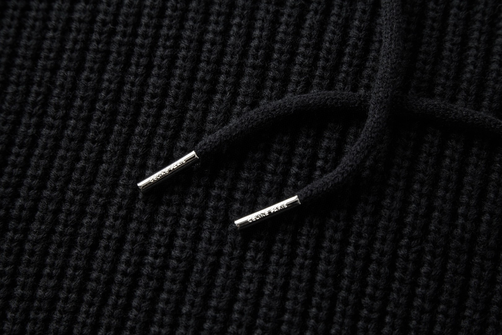 CELINE 赛琳 标识刺绣针织拉链帽衫 毛衣 卫衣 长袖 黑色 B0 RY0JF0ZTQ-38NO