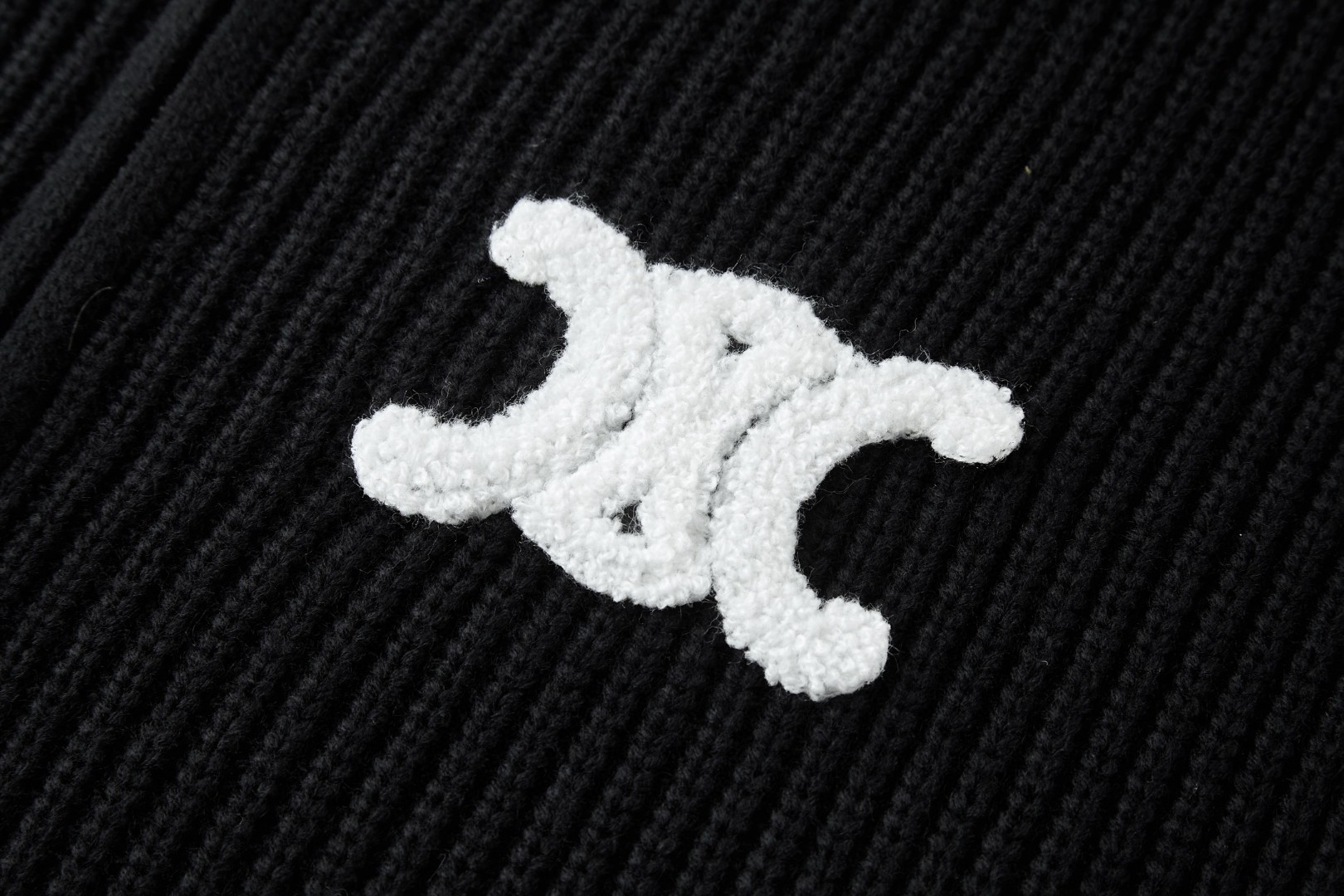 CELINE 赛琳 标识刺绣针织拉链帽衫 毛衣 卫衣 长袖 黑色 B0 RY0JF0ZTQ-38NO