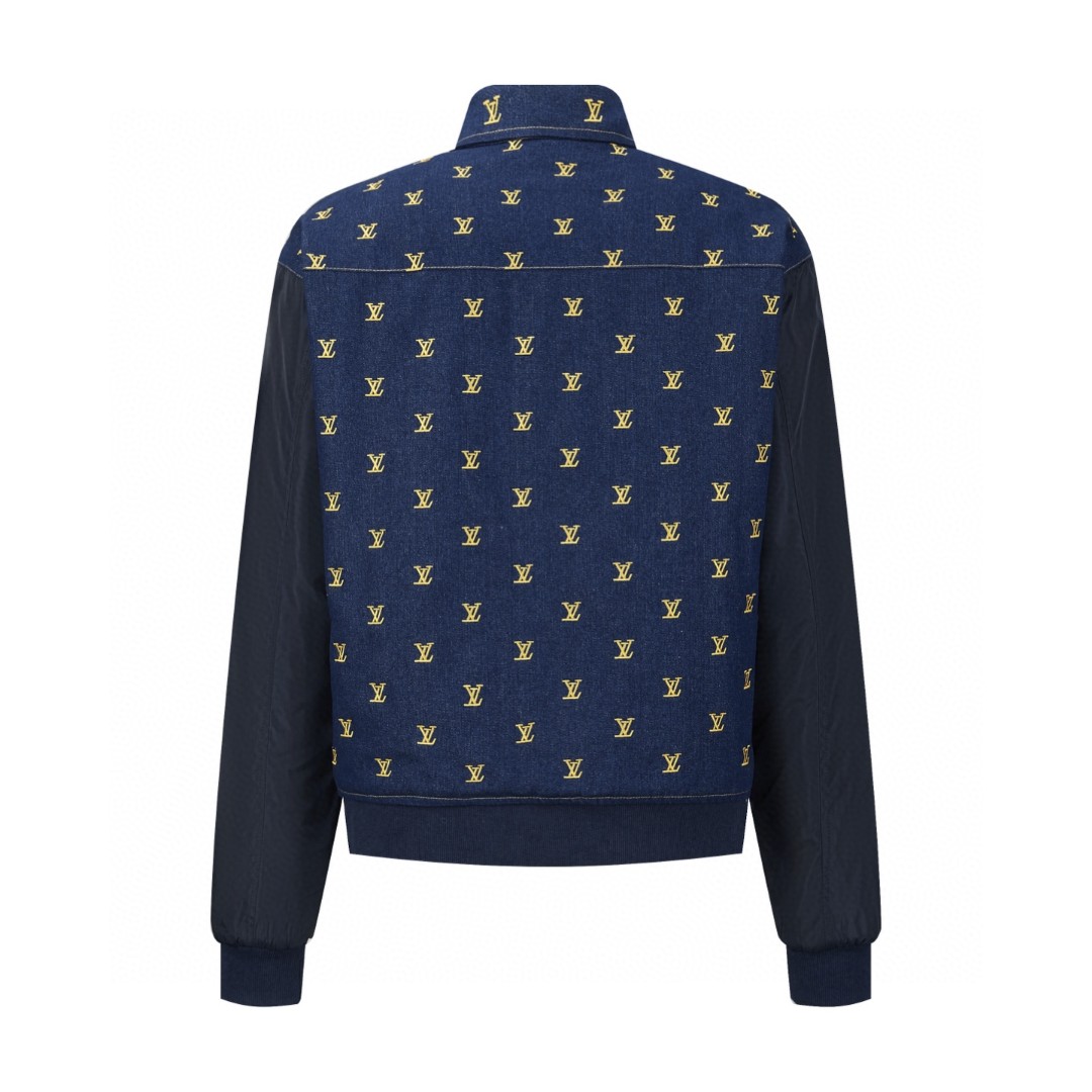 LOUIS VUITTON 路易威登 满福刺绣牛仔拼接棉服外套 夹克 牛仔外套 蓝色 C0 1AIN60