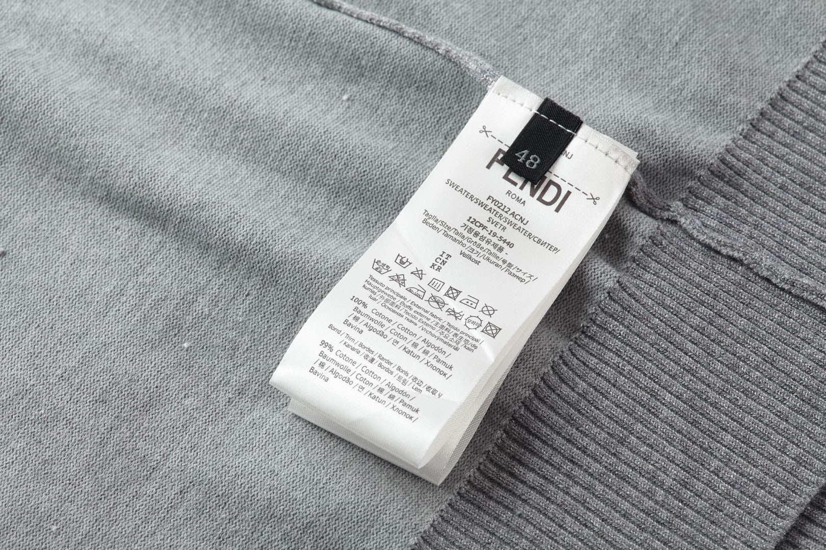 FENDI 芬迪 双F烫五金小标Polo衫 毛衣 针织衫 长袖 灰色 B0 FZC167AU84F0XW5