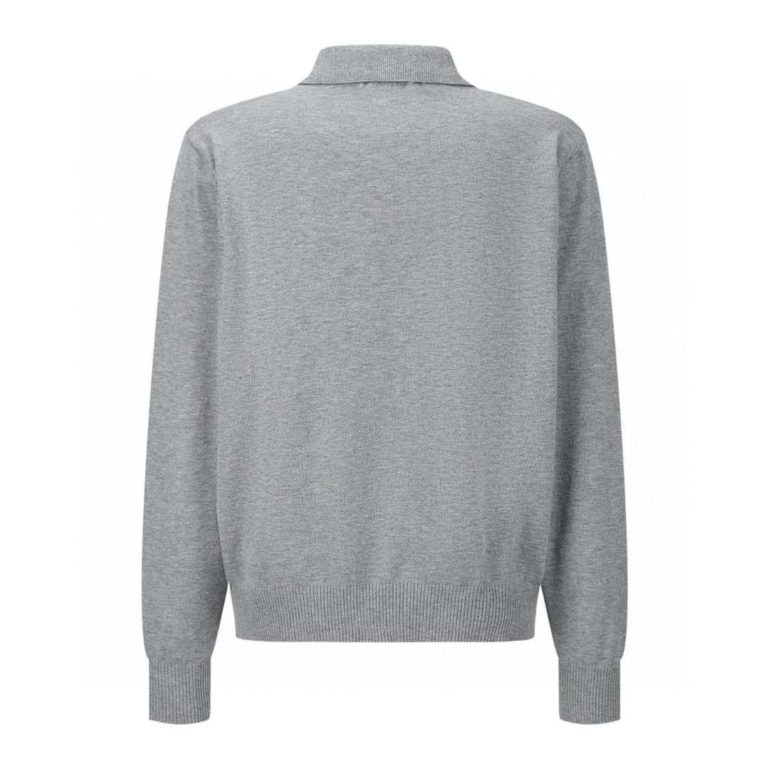 FENDI 芬迪 双F烫五金小标Polo衫 毛衣 针织衫 长袖 灰色 B0 FZC167AU84F0XW5