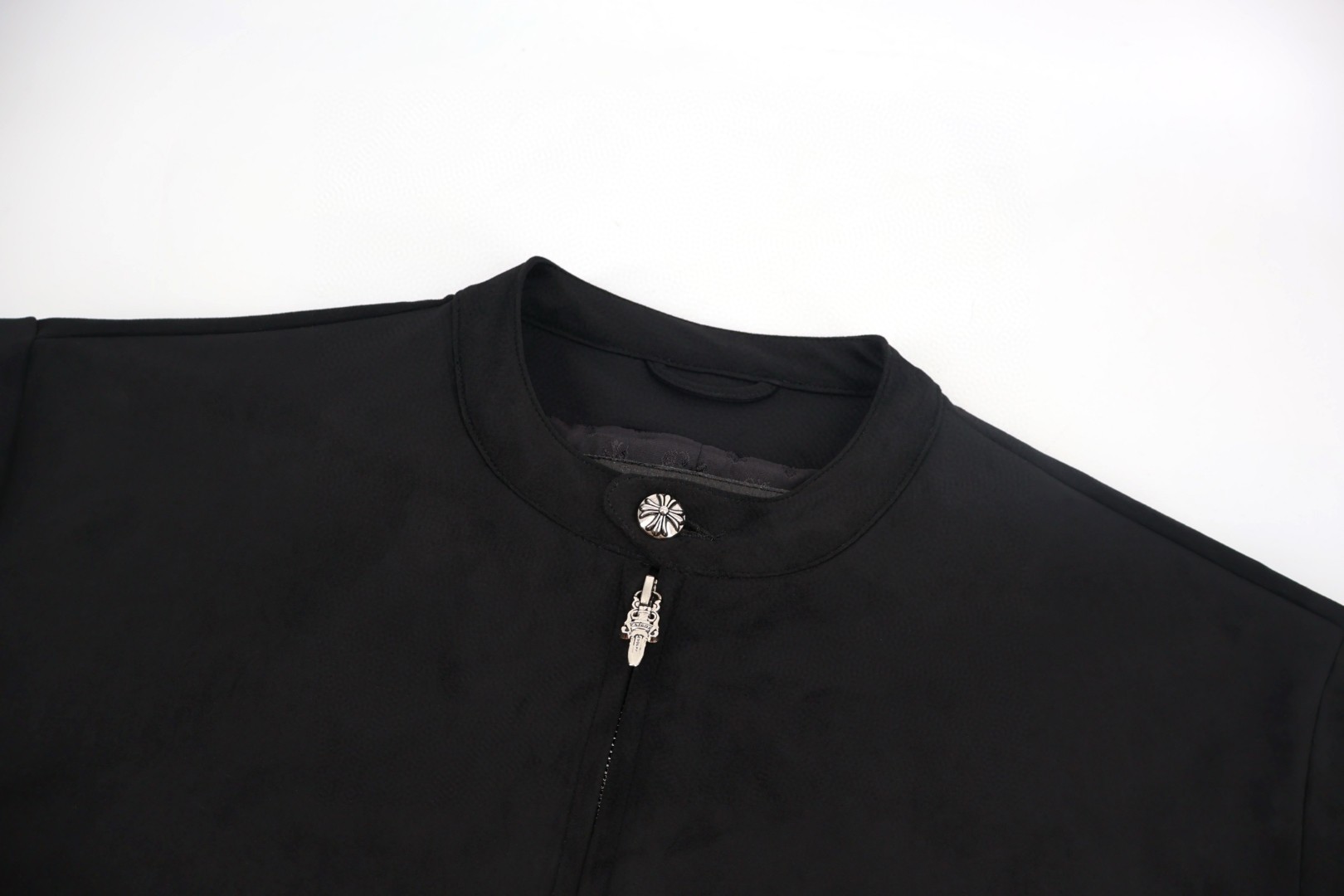 Chrome Hearts 克罗心 麂皮无领拉链夹克 外套 长袖 黑色 C0