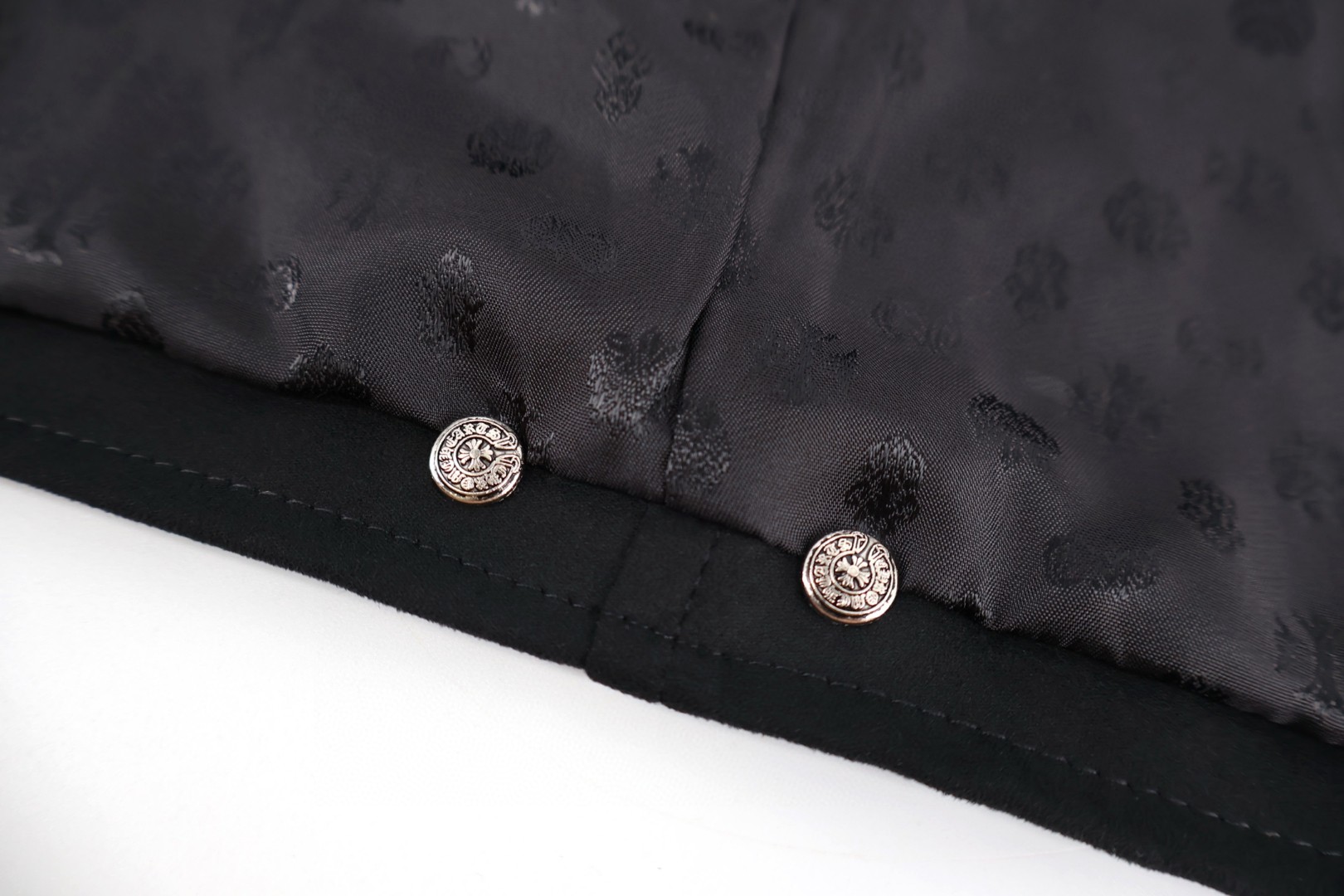 Chrome Hearts 克罗心 麂皮无领拉链夹克 外套 长袖 黑色 C0