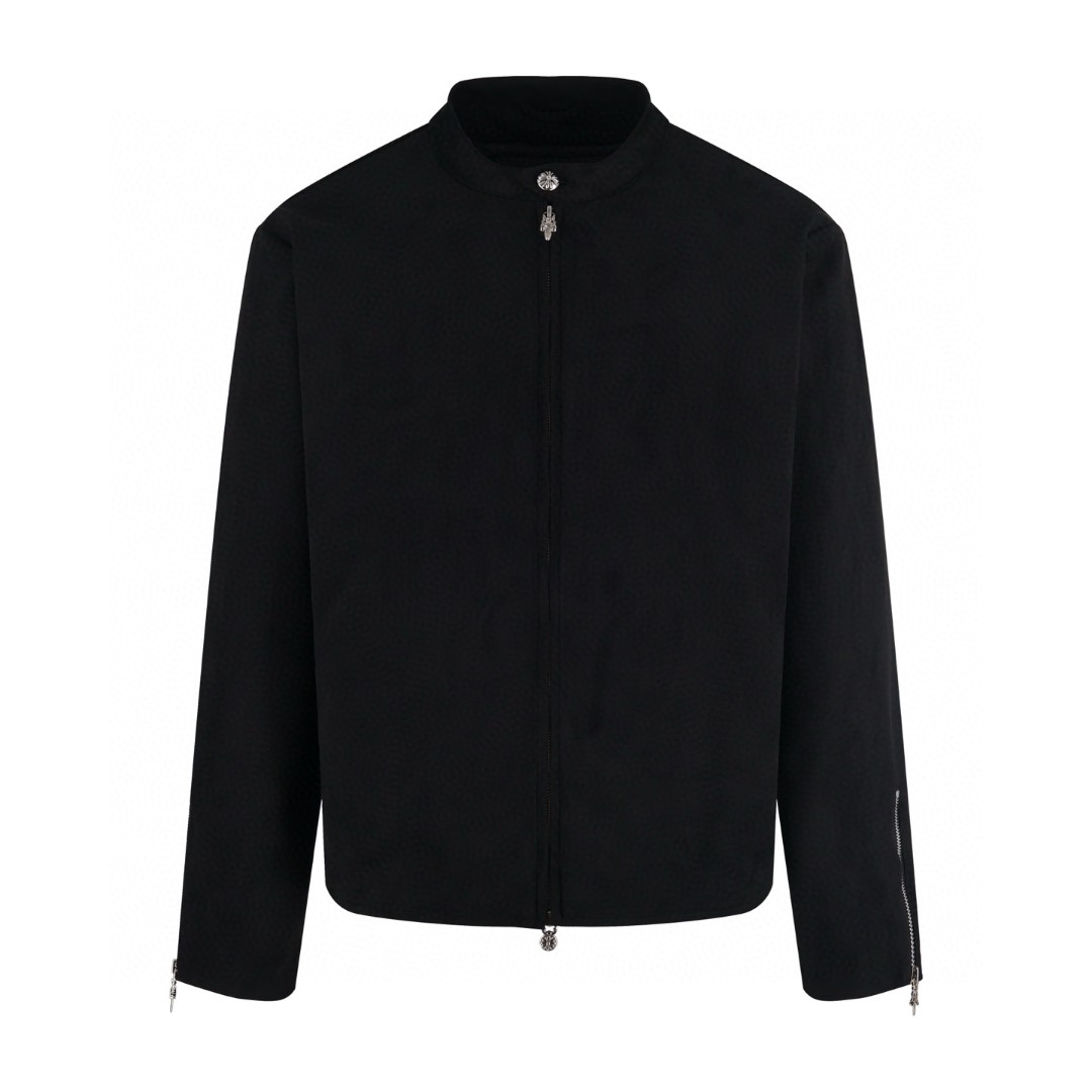 Chrome Hearts 克罗心 麂皮无领拉链夹克 外套 长袖 黑色 C0