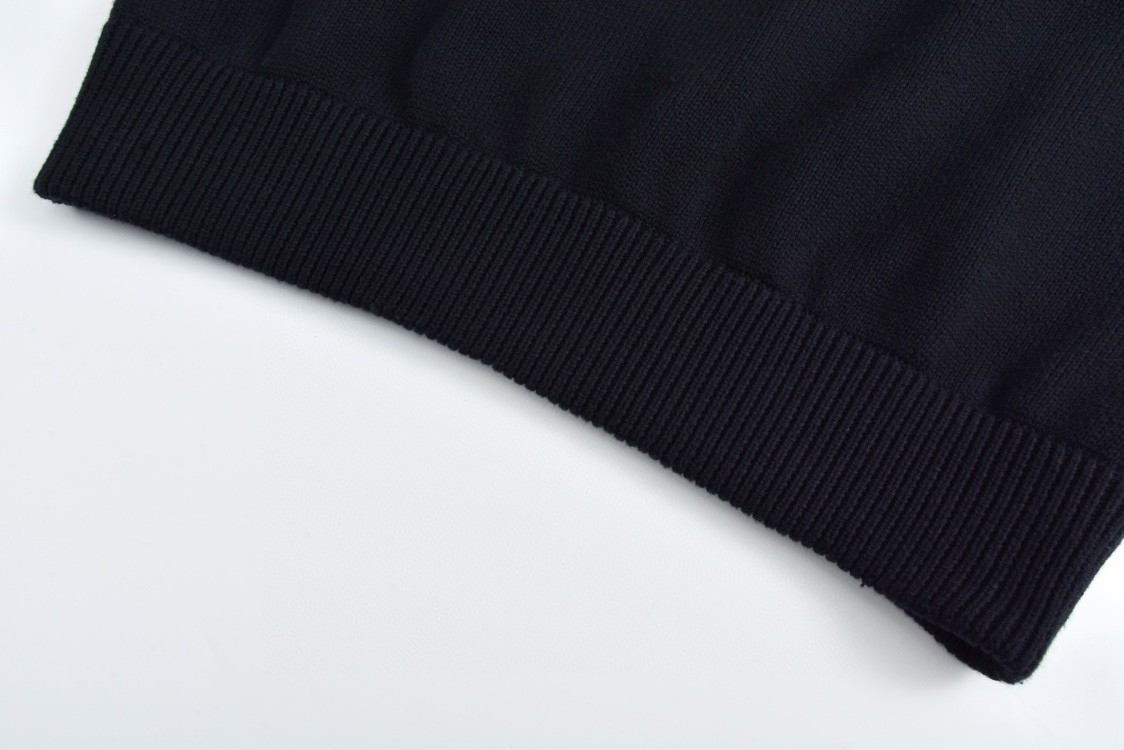 DIOR 迪奥 提花织带圆领毛衣 针织衫 长袖 灰色 黑色 B0 113M638AT187-880