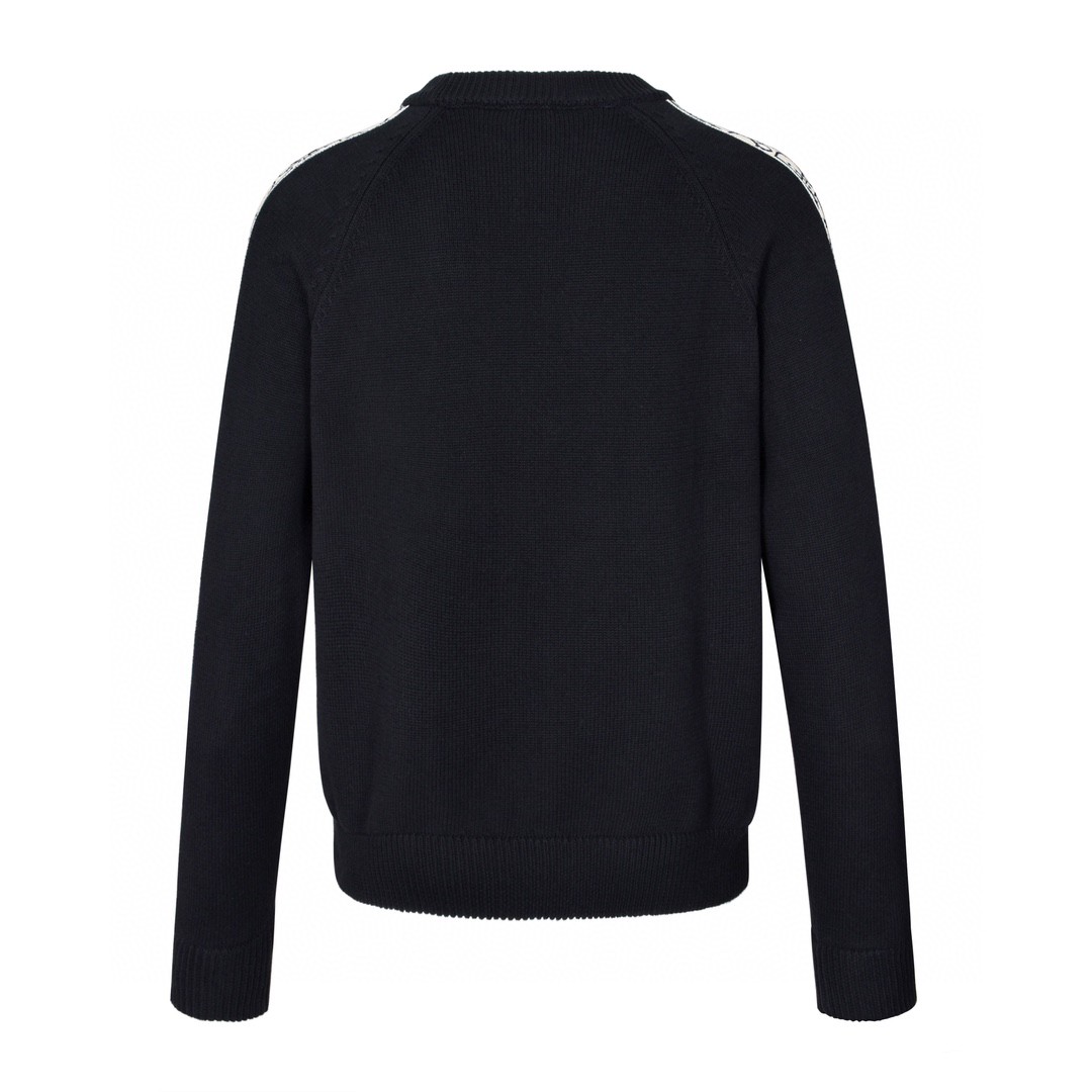 DIOR 迪奥 提花织带圆领毛衣 针织衫 长袖 灰色 黑色 B0 113M638AT187-880