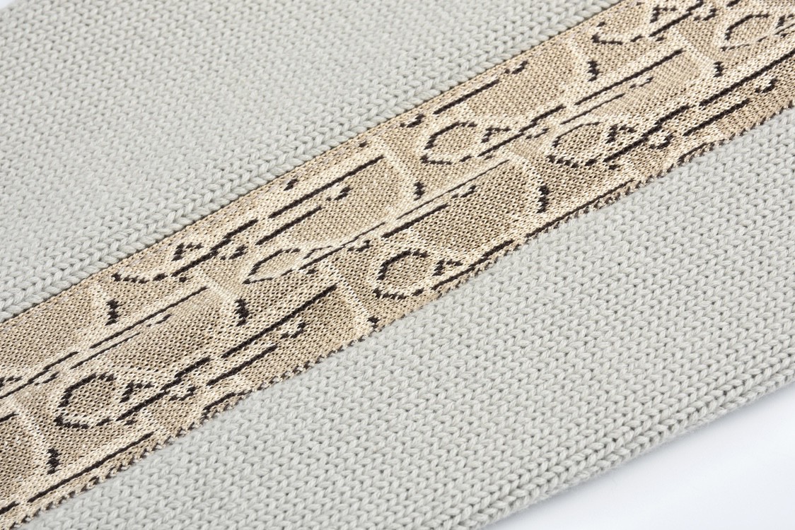 DIOR 迪奥 提花织带圆领毛衣 针织衫 长袖 灰色 黑色 B0 113M638AT187-880