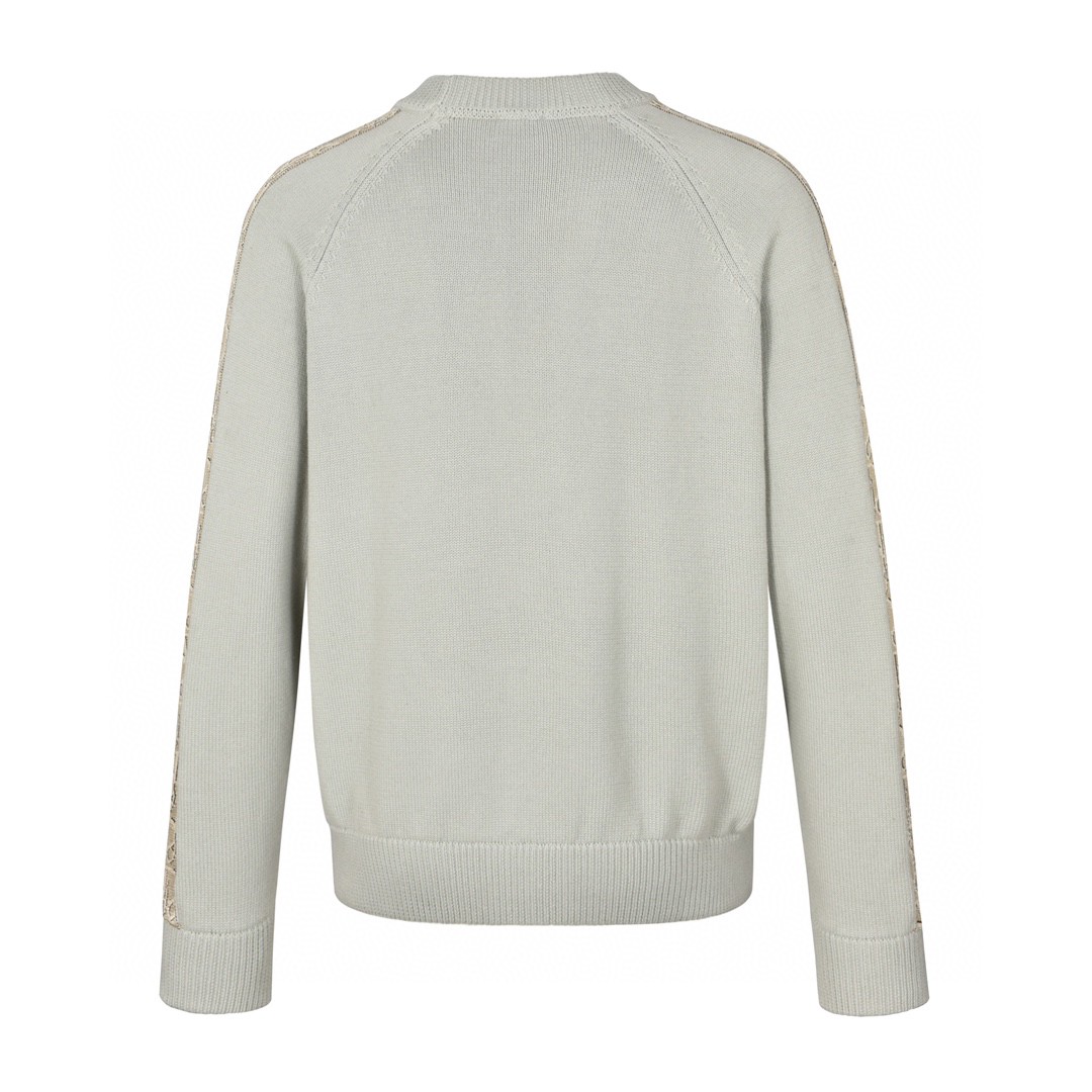 DIOR 迪奥 提花织带圆领毛衣 针织衫 长袖 灰色 黑色 B0 113M638AT187-880