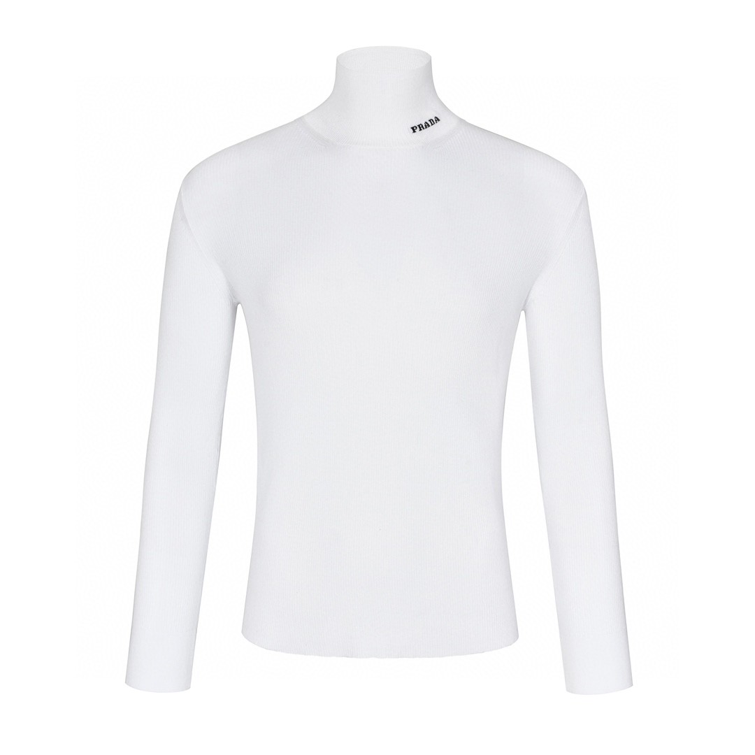 PRADA 普拉达 高领修身打底衫 针织衫 毛衣 长袖 白色 黑色 A5 UMR524-11I0-F0009