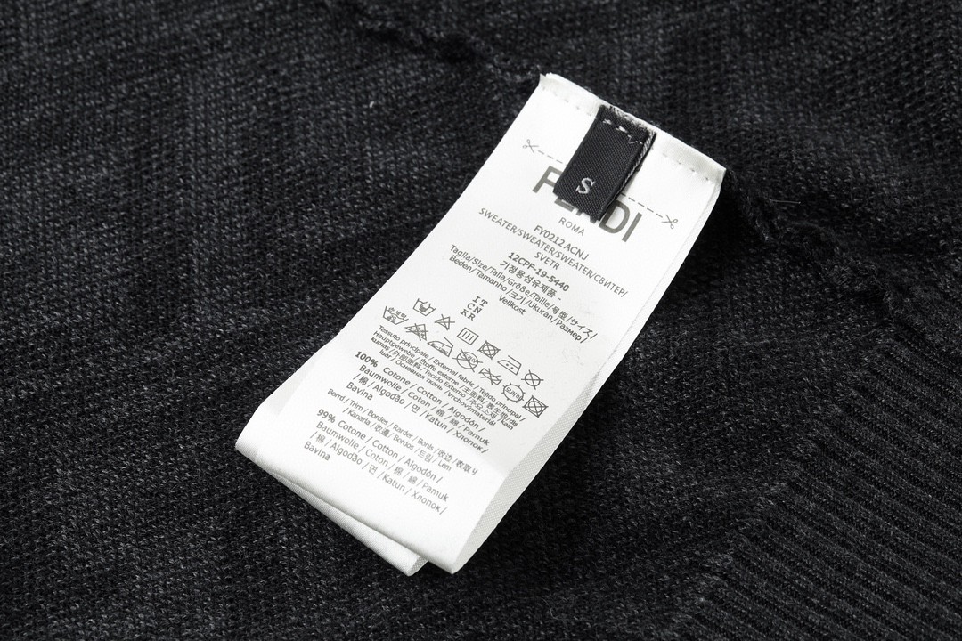 FENDI 芬迪 斜纹老花针织衫毛衣 长袖 圆领 秋冬 黑灰色 FZX005ALJXF06T0