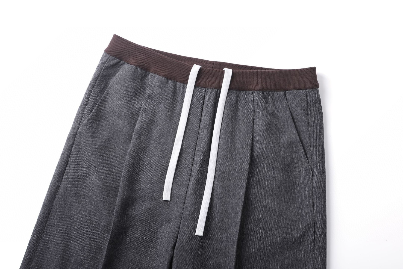 MIU MIU 系带细条纹直筒休闲裤 长裤 裤子 灰色 B0 MP1925-174X-F0480-S-OOO