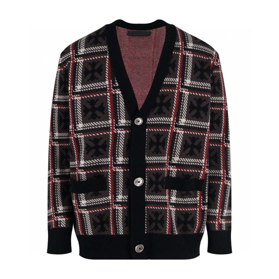 Chrome Hearts 克罗心 羊绒格纹开衫 针织衫 毛衣 外套 长袖 C0