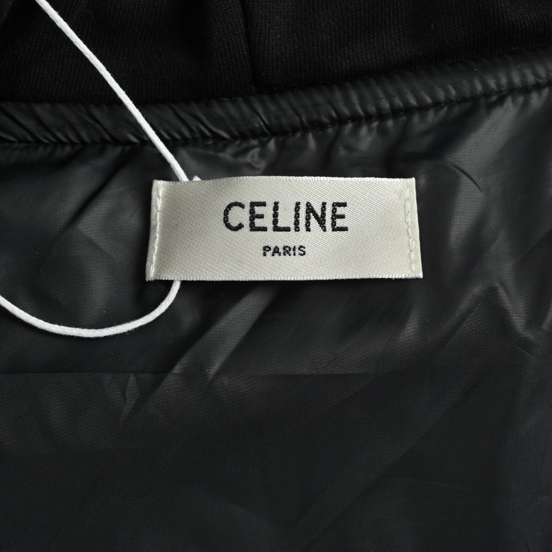 CELINE 赛琳 刺绣字母连帽棉服 棒球服 夹克 外套 长袖 黑色 C0 2Q937947F-38CH