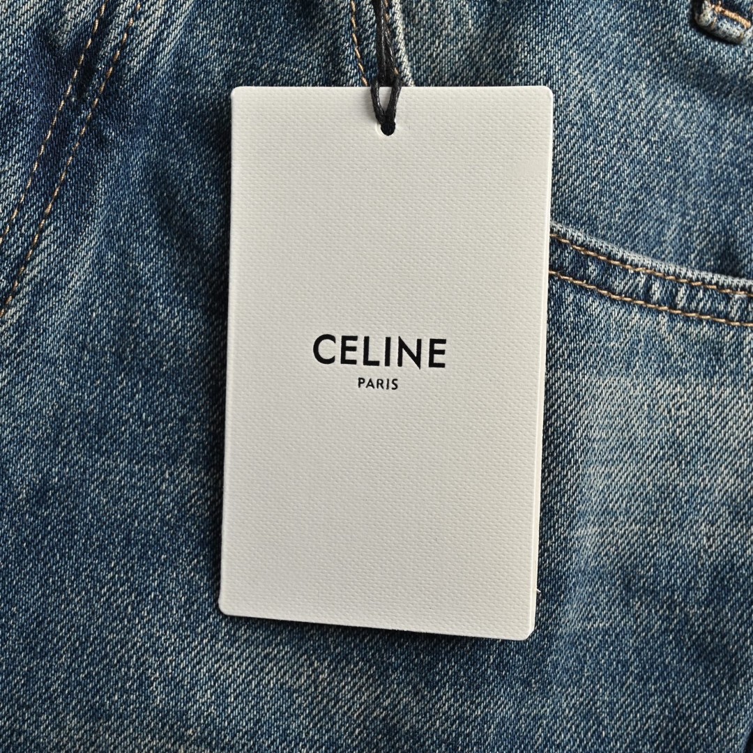 CELINE 赛琳  水洗微喇牛仔裤 喇叭裤 裤子 长裤 B0 蓝色