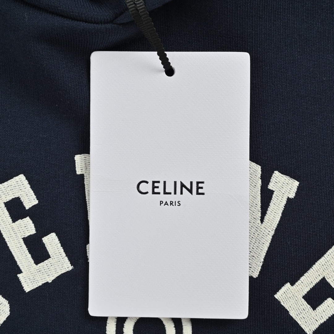 CELINE 赛琳 刺绣字母徽标连帽卫衣 外套 长袖 蓝色 B0 RY0BD510Z-07YC