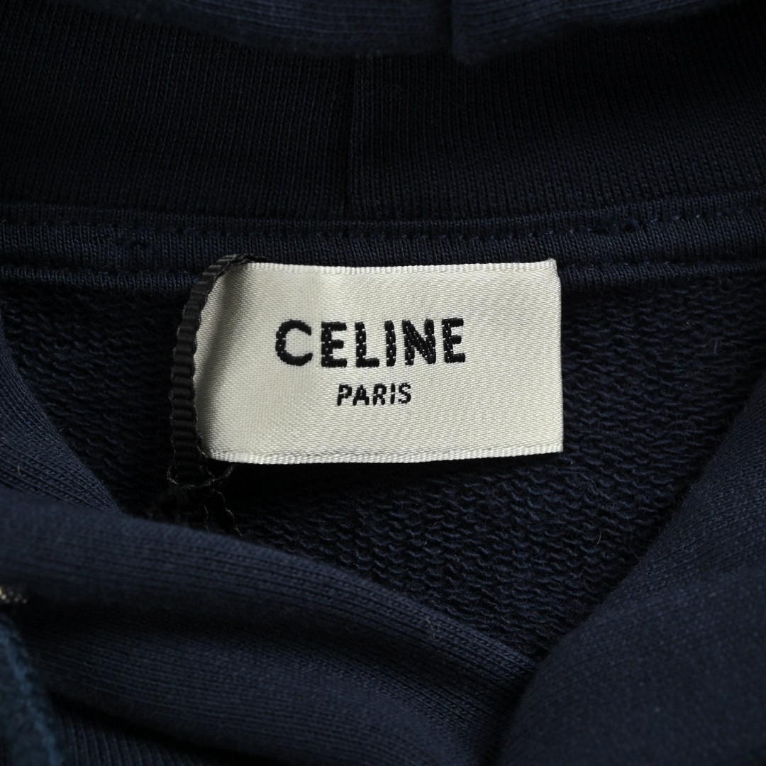 CELINE 赛琳 刺绣字母徽标连帽卫衣 外套 长袖 蓝色 B0 RY0BD510Z-07YC