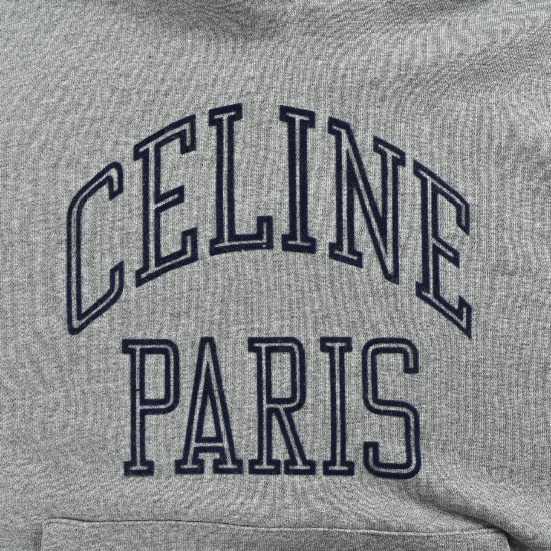 CELINE 赛琳 胸前植绒刺绣连帽卫衣 外套 长袖 灰色 B0 RY0KI345F-09SH