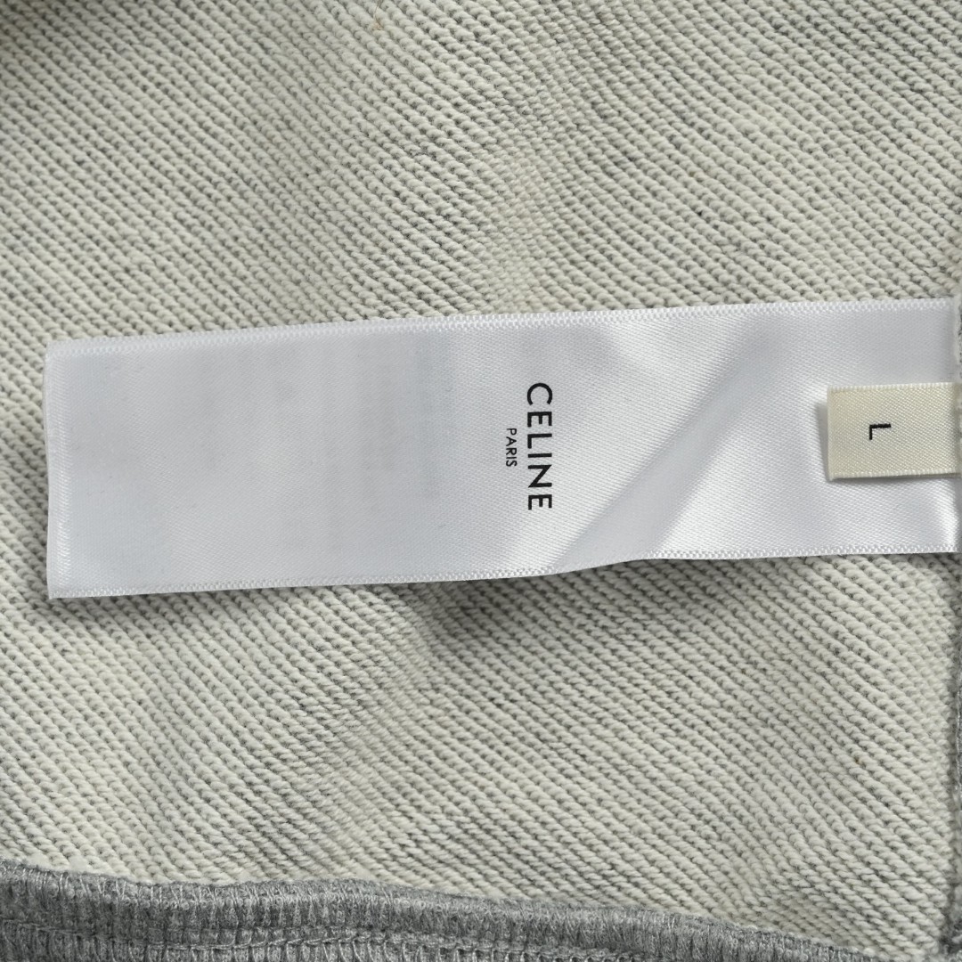 CELINE 赛琳 胸前植绒刺绣连帽卫衣 外套 长袖 灰色 B0 RY0KI345F-09SH