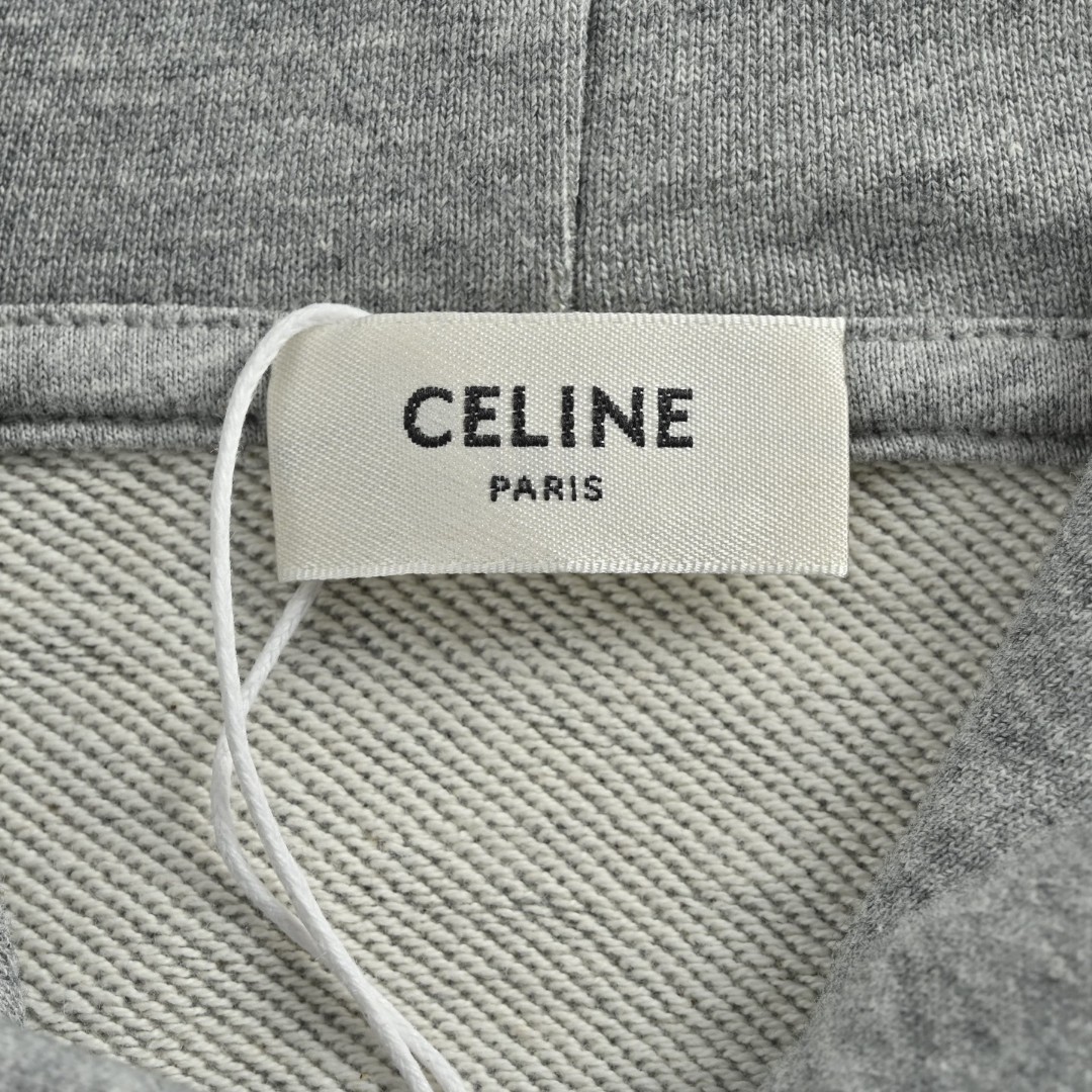 CELINE 赛琳 胸前植绒刺绣连帽卫衣 外套 长袖 灰色 B0 RY0KI345F-09SH