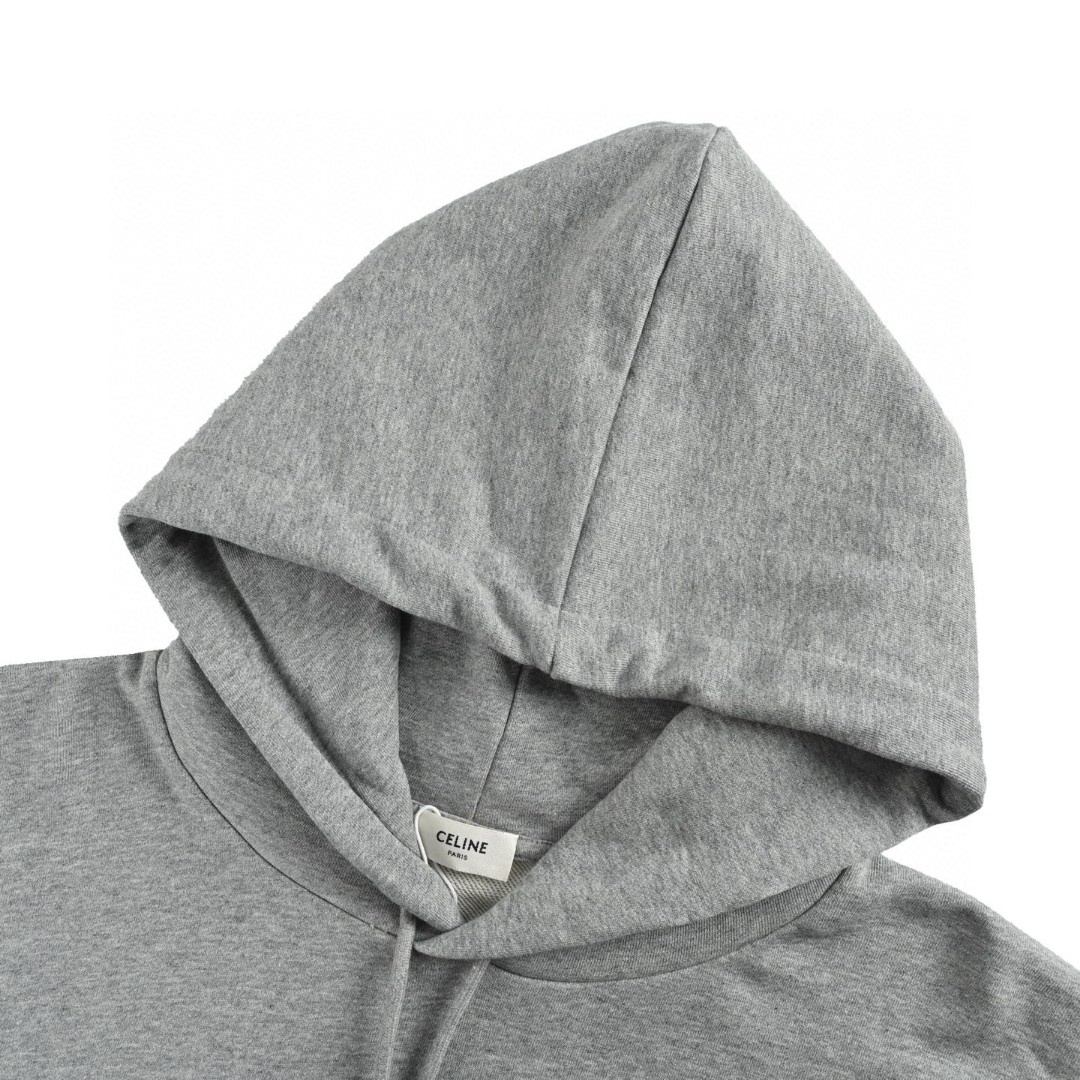 CELINE 赛琳 胸前植绒刺绣连帽卫衣 外套 长袖 灰色 B0 RY0KI345F-09SH