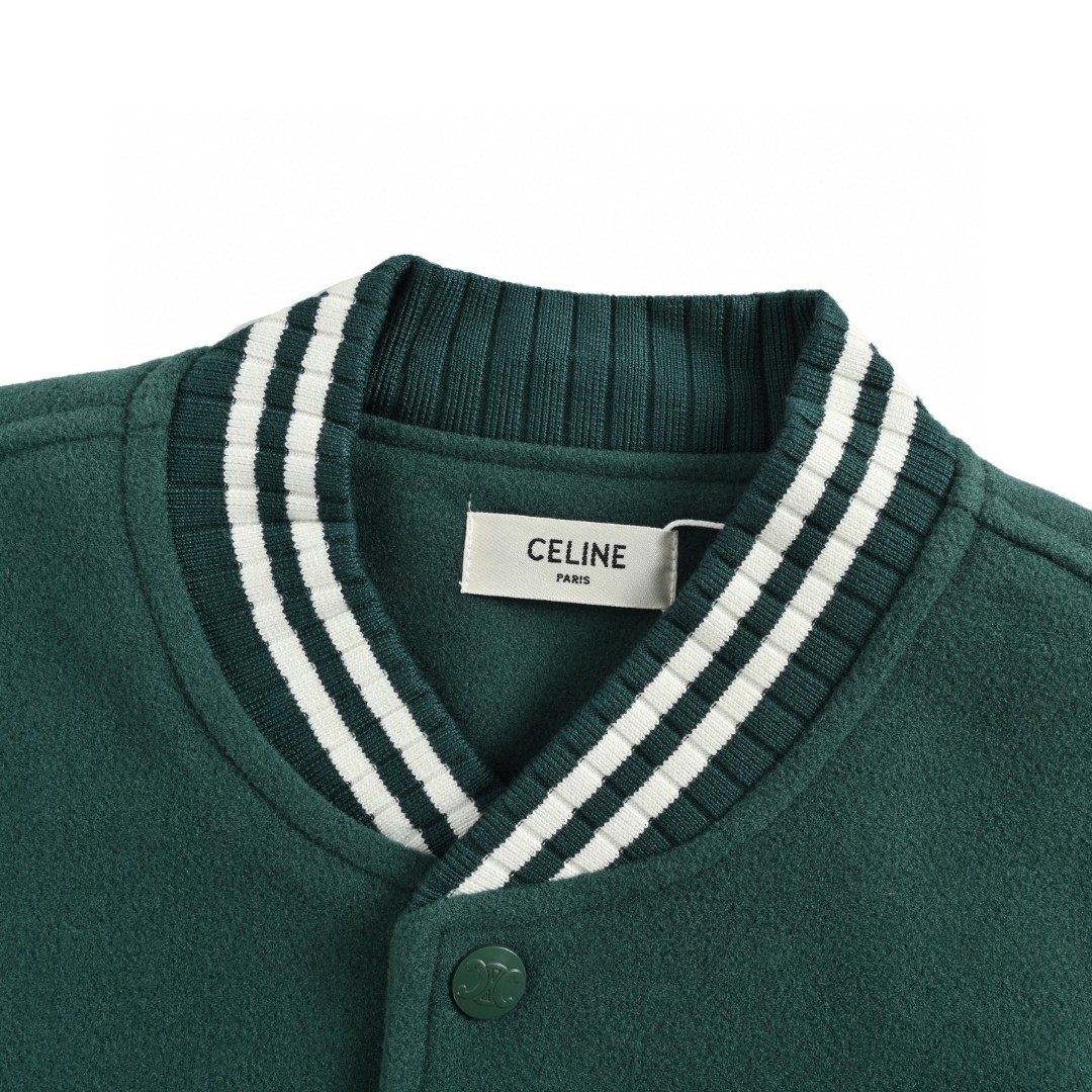 CELINE 赛琳 大C拼接刺绣棒球服 夹克 外套 长袖 绿色 C0 