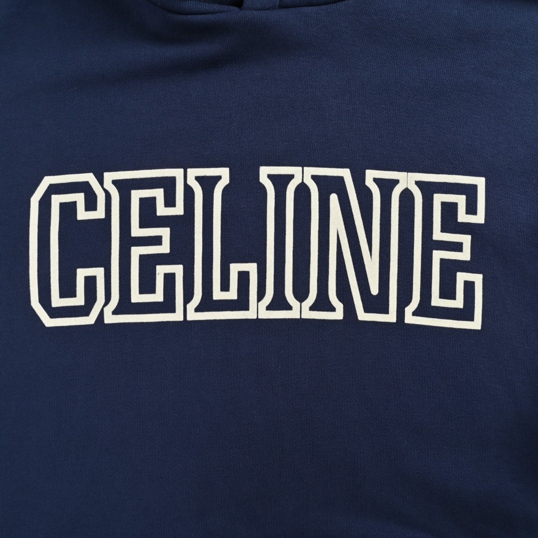 CELINE 赛琳 拼接撞色字母logo印花连帽卫衣 外套 长袖 蓝色 B0 RY08X510Z-FZQ7