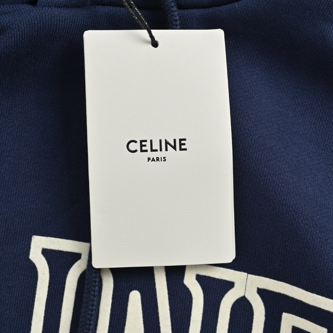 CELINE 赛琳 拼接撞色字母logo印花连帽卫衣 外套 长袖 蓝色 B0 RY08X510Z-FZQ7