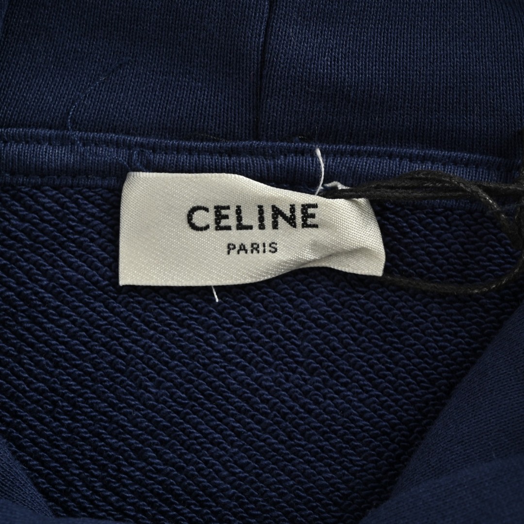 CELINE 赛琳 拼接撞色字母logo印花连帽卫衣 外套 长袖 蓝色 B0 RY08X510Z-FZQ7