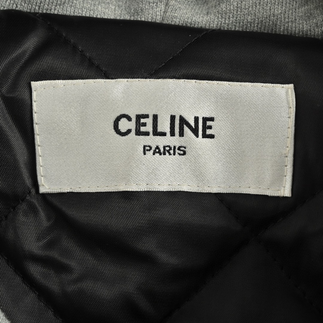 CELINE 赛琳 格纹羊绒连帽衬衫外套 夹克 长袖 蓝灰色 C0 2W65B912X-07MR