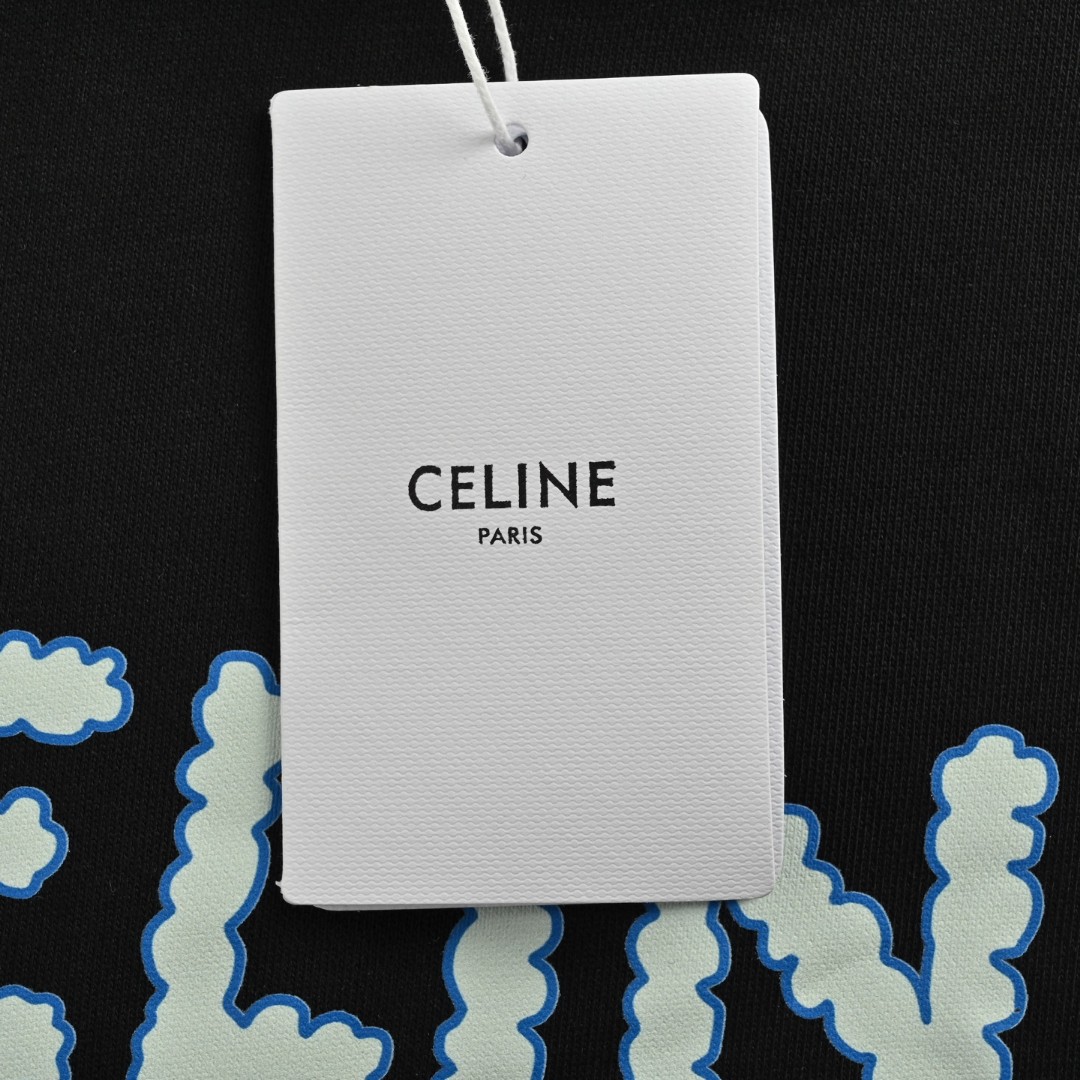 CELINE 赛琳 涂鸦绘画印花圆领卫衣 长袖 白色 黑色 A5