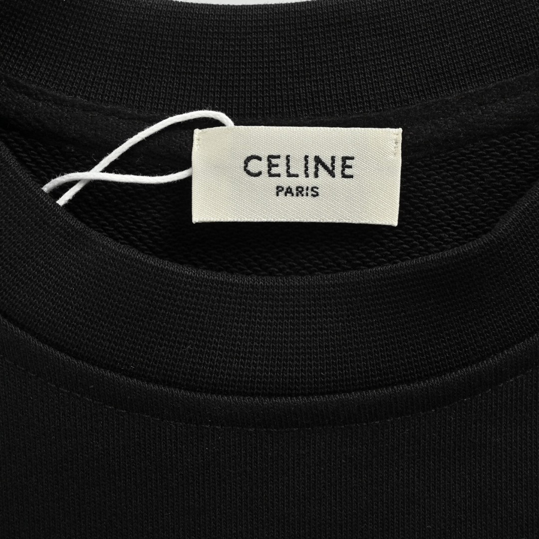 CELINE 赛琳 涂鸦绘画印花圆领卫衣 长袖 白色 黑色 A5