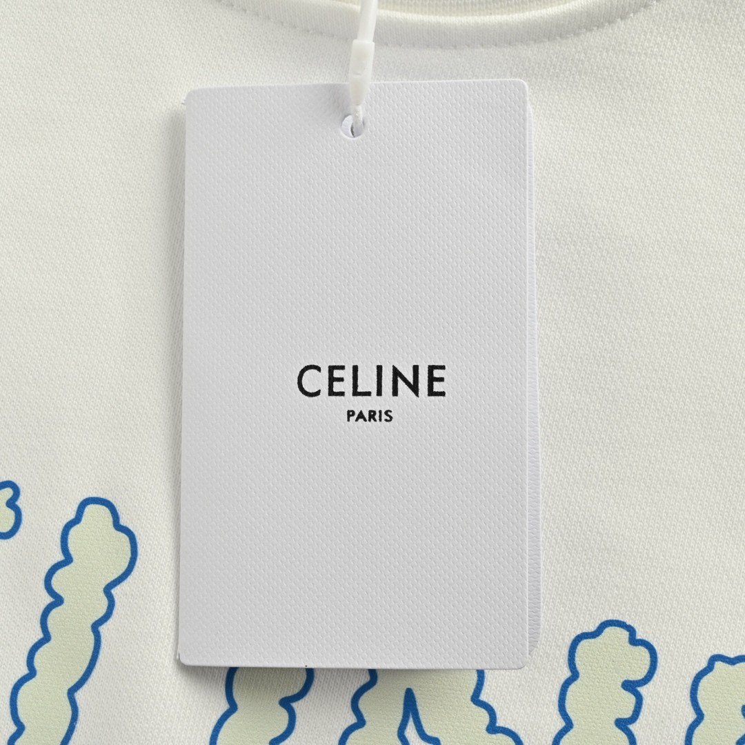 CELINE 赛琳 涂鸦绘画印花圆领卫衣 长袖 白色 黑色 A5